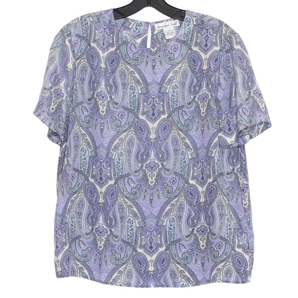 Anna & Frank Top Vintage Silk Boho Retro Feminine Romantic Purple Size Medium GT